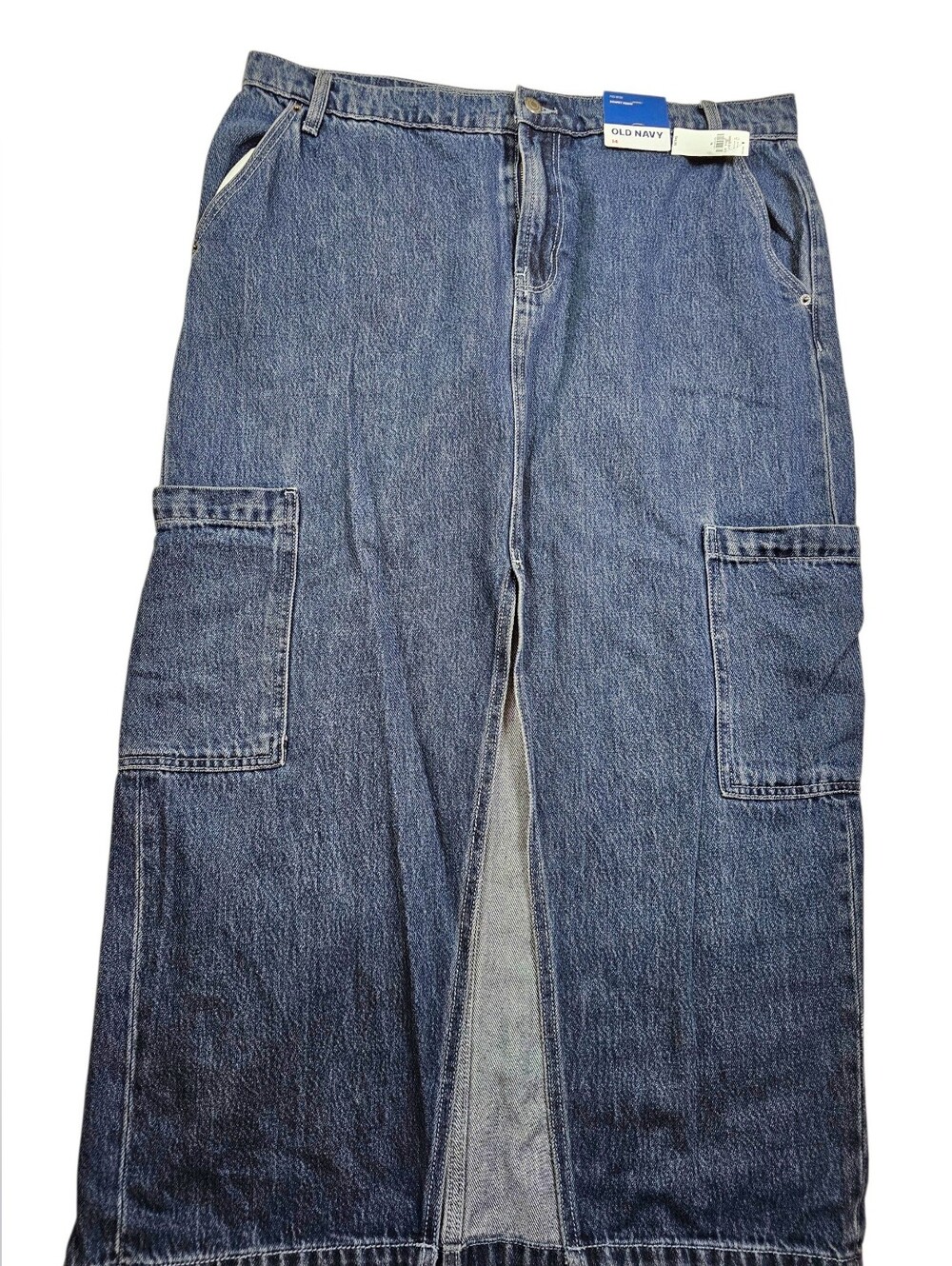 Old Navy Drapery Denim Y2K Cargo Maxi Skirt In 14 NWT